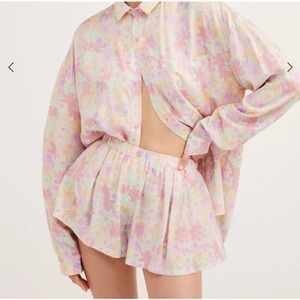 For Love & Lemons Kenney Floral Lounge Shorts XS Pastel Cottagecore